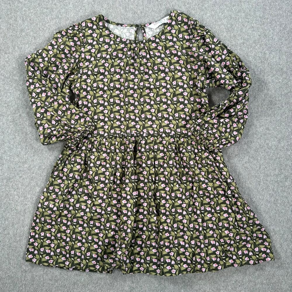 Compania Fantastica Girl Swing Dress Size 10 Green Floral Twirl
